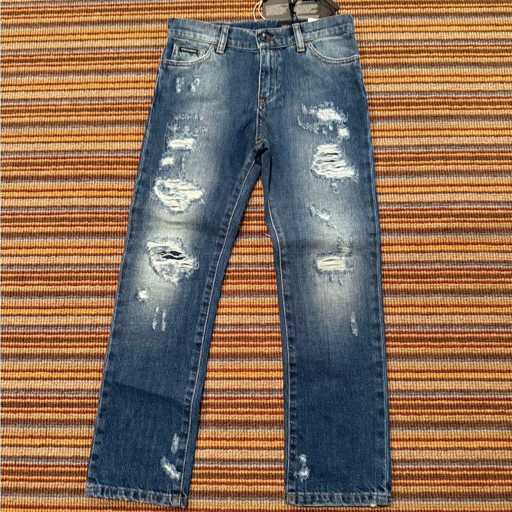 Boys Dolce and Gabbana Distressed Blue Jeans size 7/8
